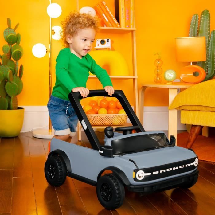 BRIGHT STARTS Trotteur et pousseur Voiture Ford Bronco 4-en-1, jouet de volant interactif et amovible, cadeau bébé 6M+