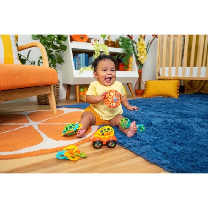 BRIGHT STARTS Coffret cadeau naissance bébé, bapteme, , 0 a 24 mois, 5 jouets O BAll, hochet, voiture, anneau de dentition