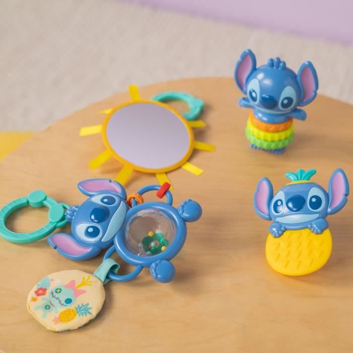 DISNEY BABY - STITCH - Coffret Cadeau Naissance? - 4 jouets bébé , Hochet, Anneau de dentition, Jouets multisensoriels