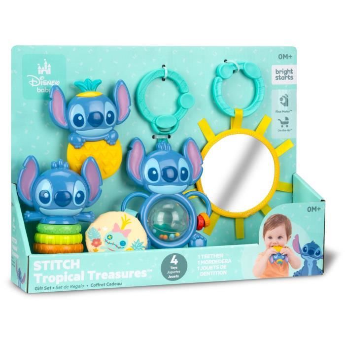 DISNEY BABY - STITCH - Coffret Cadeau Naissance? - 4 jouets bébé , Hochet, Anneau de dentition, Jouets multisensoriels