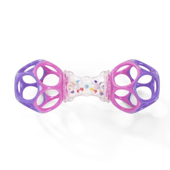 BRIGHT STARTS Coffret cadeau de naissance fille O'Ball avec 2 jouets bébé: un hochet et une O Ball Rose, Violet, Turquoise