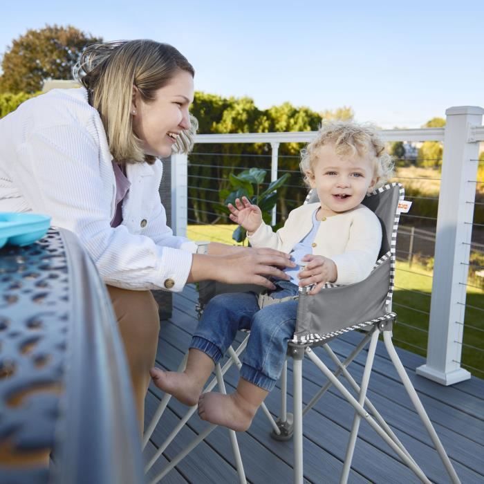 BRIGHT STARS Pop N Dine- Chaise haute pour repas bébé, pliable, nomade, de voyage, Léger, facile a nettoyer, Sac de transport inclus