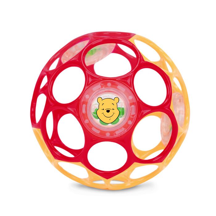 DISNEY BABY- WINNIE- Balle de motricité fine O Ball rouge et jaune 0M+