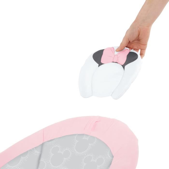 DISNEY BABY -MINNIE-Transat bébé arche avec jouets d'éveil Disney amovible, 8 Mélodies, Vibrations calmantes, Cale tete évolutif