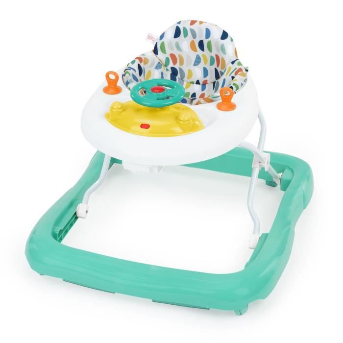 BRIGHT STARTS Trotteur bébé évolutif et pliable 2-en-1 - Lumieres et Sons - Jouet d'éveil amovible, Musique, Hauteur Réglable