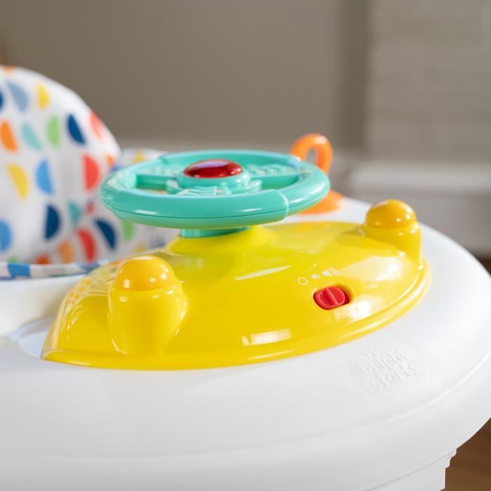 BRIGHT STARTS Trotteur bébé évolutif et pliable 2-en-1 - Lumieres et Sons - Jouet d'éveil amovible, Musique, Hauteur Réglable