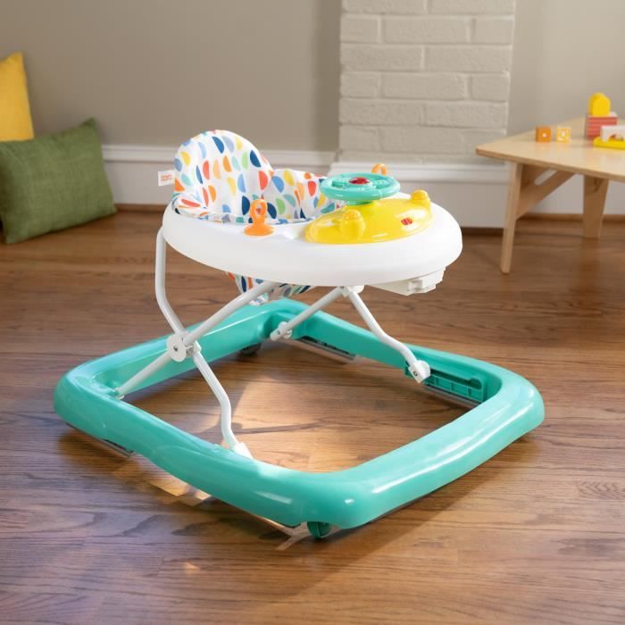 BRIGHT STARTS Trotteur bébé évolutif et pliable 2-en-1 - Lumieres et Sons - Jouet d'éveil amovible, Musique, Hauteur Réglable