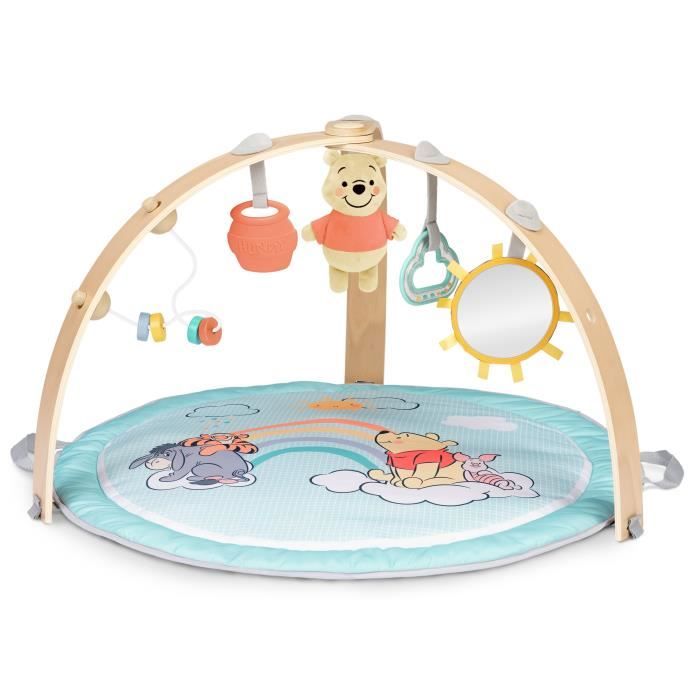 DISNEY BABY- WINNIE- Tapis d'éveil bébé au sol reversible évolutif pliable- arche en bois- jouets sensoriels et musicaux, miroir