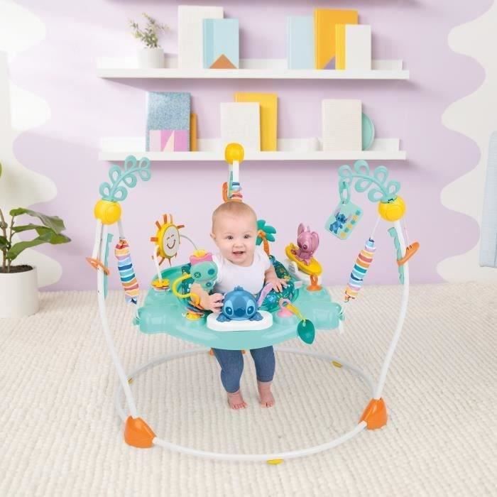 DISNEY BABY -STITCH- Aire d'éveil bébé multi-jouets, siege sauteur a rebonds évolutif, pivotant a 360° 10 jeux interactives Disney