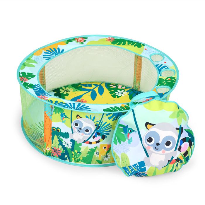 BRIGHT STARTS- Piscine à Balles Rainforest pliable avec sac de transport inclus, 20 balles