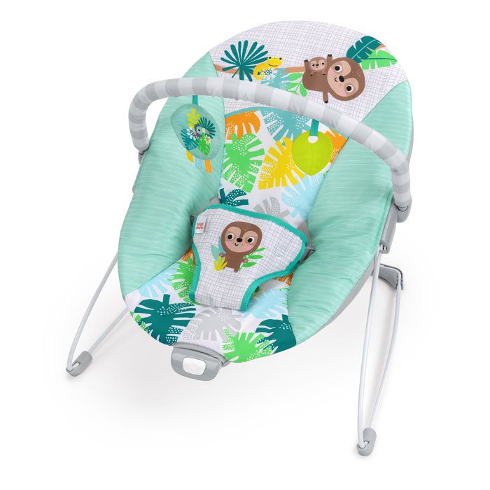 BRIGHT STARTS Transat bébé vibrant Wild Wonders- Arche avec jouets d'éveil amovible, Harnais 3 points