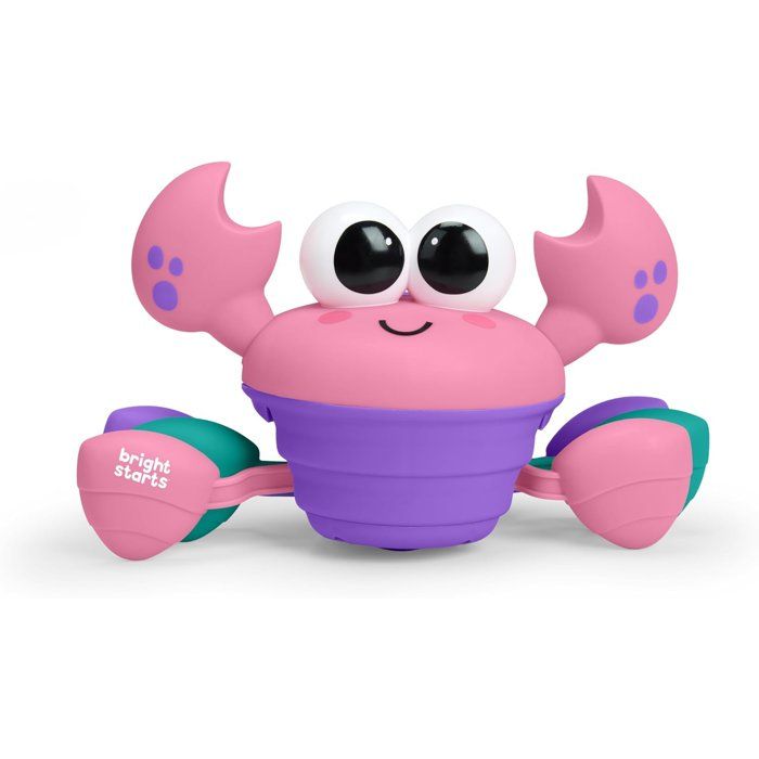 BRIGHT STARTS Crabe qui marche, Jouet bébé 6M+, jouet musical, jouet de motricité globale et fine, capteurs a obstacle, rose
