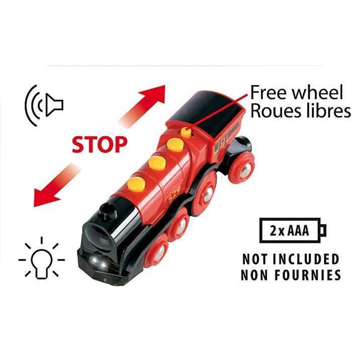 Locomotive Rouge Puissante a piles BRIO - Circuit de train en bois - Ravensburger - Des 3 ans - 33592