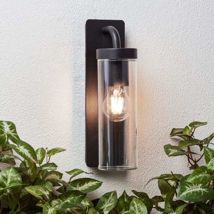 Applique extérieure descendante AOSTA - BRILLIANT - Noir dépoli - Métal/plastique - E27 1x25W