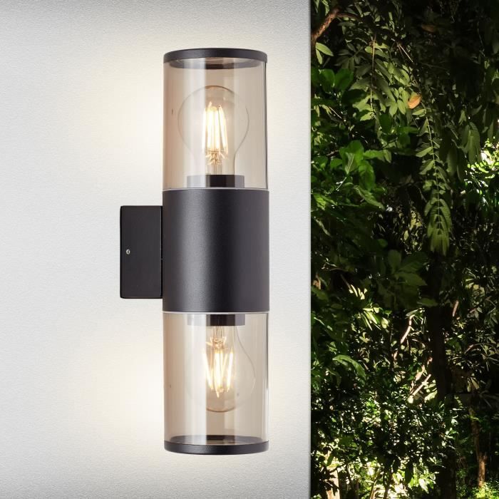 Applique extérieure SERGIORO - BRILLIANT - noir depoli - 2xE27 20W - aluminium/plastique - IP44
