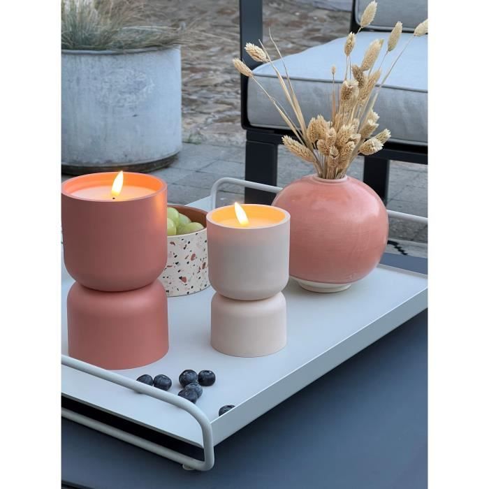 Lampe de table d'extérieur - BRILLIANT - LOVERE - Forme bougie - Plastique - 3 W - Beige et brun clair