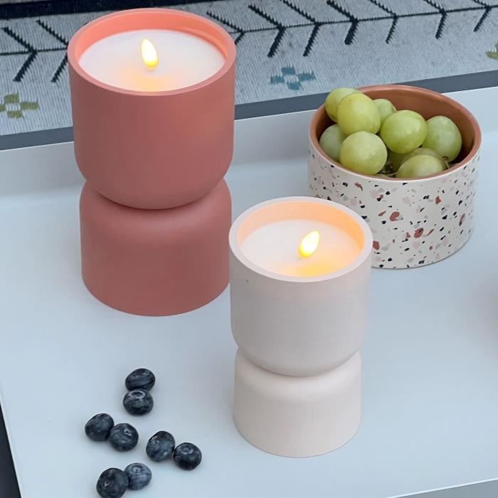 Lampe de table d'extérieur - BRILLIANT - LOVERE - Forme bougie - Plastique - 3 W - Beige et brun clair