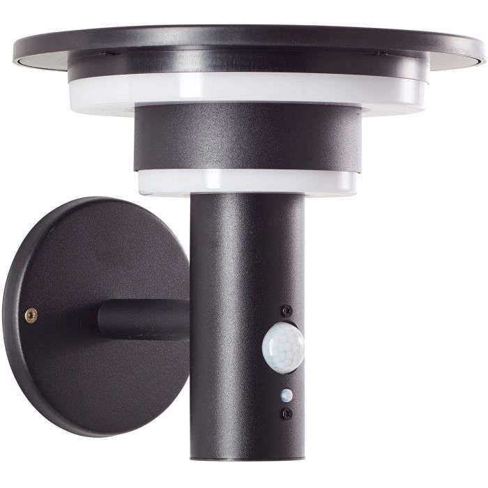 Applique extérieure - BRILLIANT - GARVINA - LED et solaire - Détecteur de mouvement - Acier inoxydable et plastique - 4 W - Noir