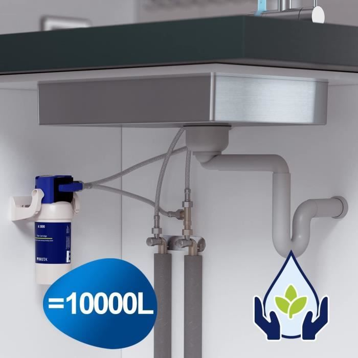 Cartouche BRITA - A1000 - Systeme filtration robinet - Filtration calcaire, chlore, plomb et impuretés