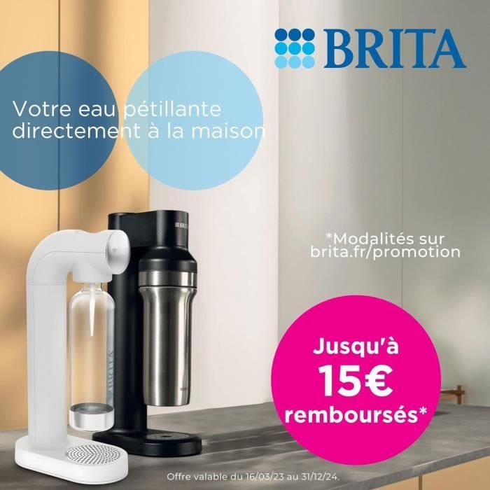 Machine a soda BRITA - SodaONE Noire - 1 Bouteille 1L et 1 Cylindre de CO2 inclus
