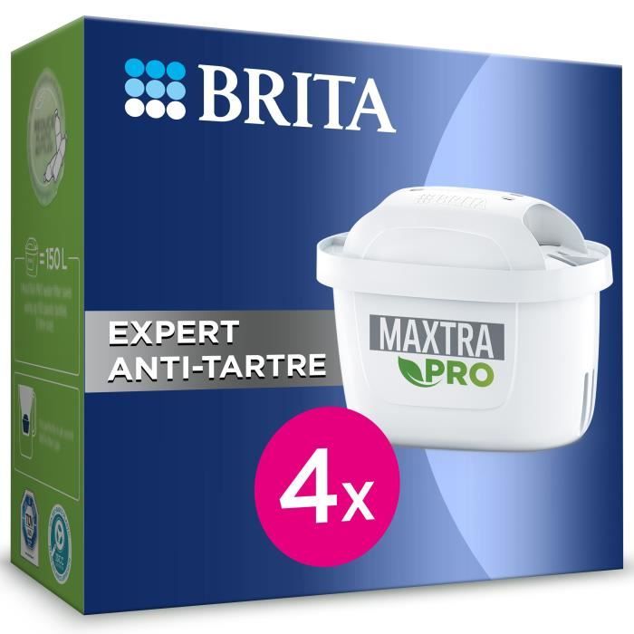 Cartouche BRITA - MAXTRA PRO Expert Anti Tartre - Pack de 4 - Jusqu'a 600L d'eau filtrée