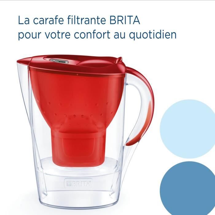 Carafe filtrante BRITA - Marella Rouge - Capacité 2,4L dont 1,4L d'eau filtrée - 1 Cartouche Maxtra Pro All-In-1 incluse
