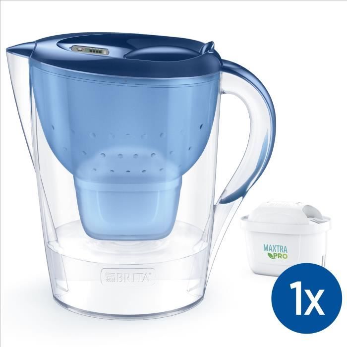 Carafe filtrante BRITA - Marella Bleu XL - Capacité 3,5L dont 2,5L d'eau filtrée - 1 Cartouche Maxtra Pro All-In-1 incluse