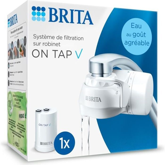 Systeme filtration a eau BRITA - ON TAP - Jusqu'a 4 mois d'eau filtrée - 3 modes d'utilisations - 5 adaptateurs inclus