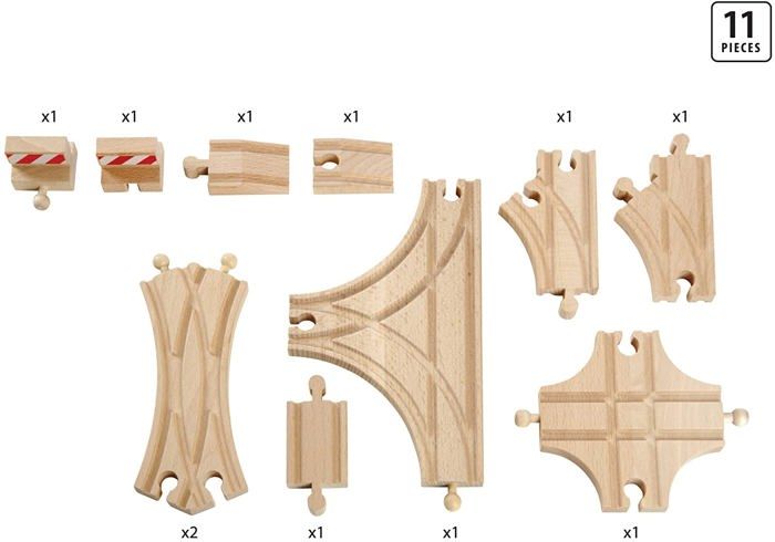 BRIO World - 33307 - Coffret Evolution Avance 11 Rails - Accessoire pour circuit de train en bois - Assortiment de rails - des 3