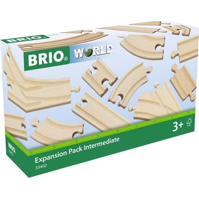 Coffret Evolution IntermÈdiaire 16 Rails - BRIO - 33402 - Circuit de train en bois pour enfant des 3 ans