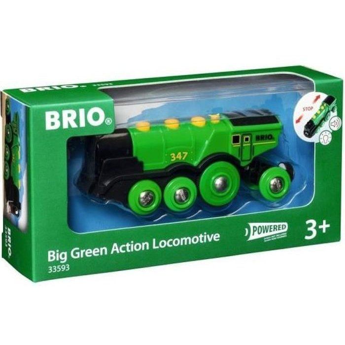Locomotive Verte Puissante a Piles - BRIO - Circuit de train en bois - Accessoire son & lumiere - Des 3 ans