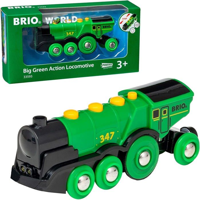 Locomotive Verte Puissante a Piles - BRIO - Circuit de train en bois - Accessoire son & lumiere - Des 3 ans