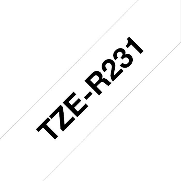 Ruban BROTHER - TZER231 - Noir sur Blanc 12mm - Qt 1