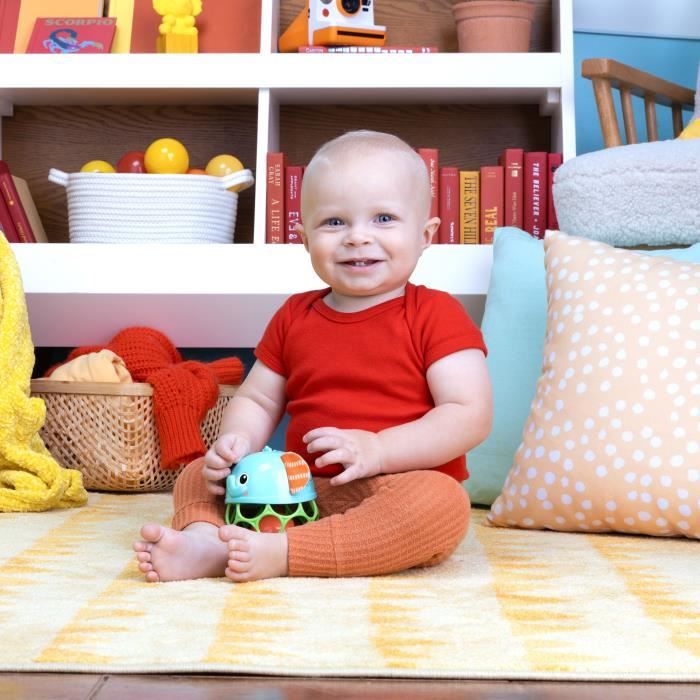 BRIGHT STARTS Hochet musical lumineux -- Giggle & Glow - Jouet éléphant - Oball facile a saisir - 0M+