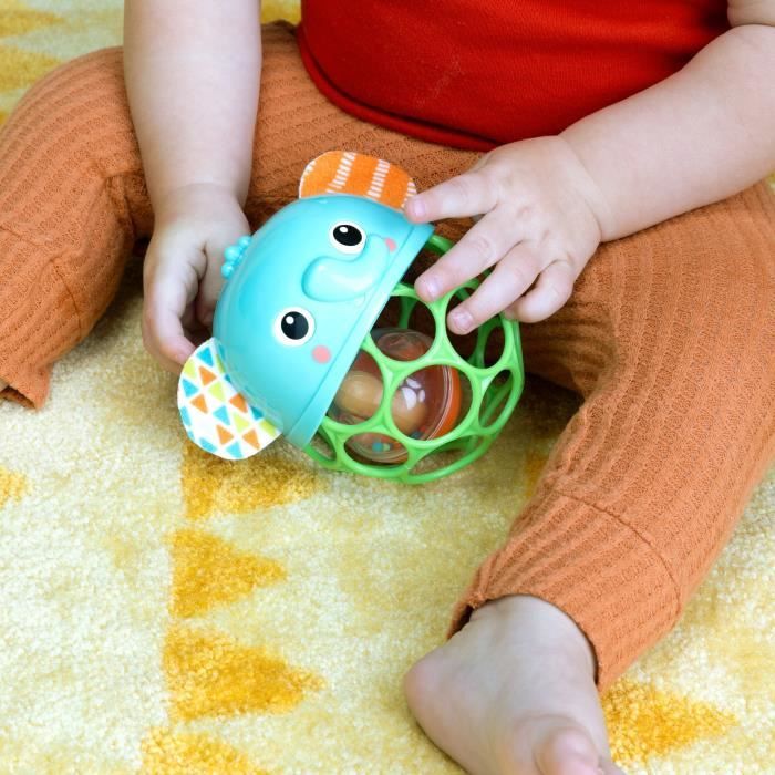 BRIGHT STARTS Hochet musical lumineux -- Giggle & Glow - Jouet éléphant - Oball facile a saisir - 0M+