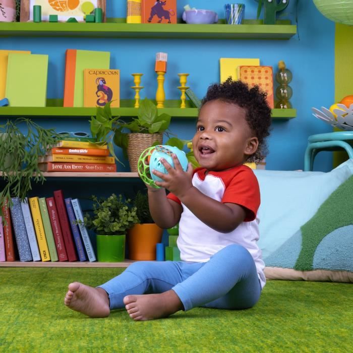 BRIGHT STARTS Hochet musical lumineux -- Giggle & Glow - Jouet éléphant - Oball facile a saisir - 0M+