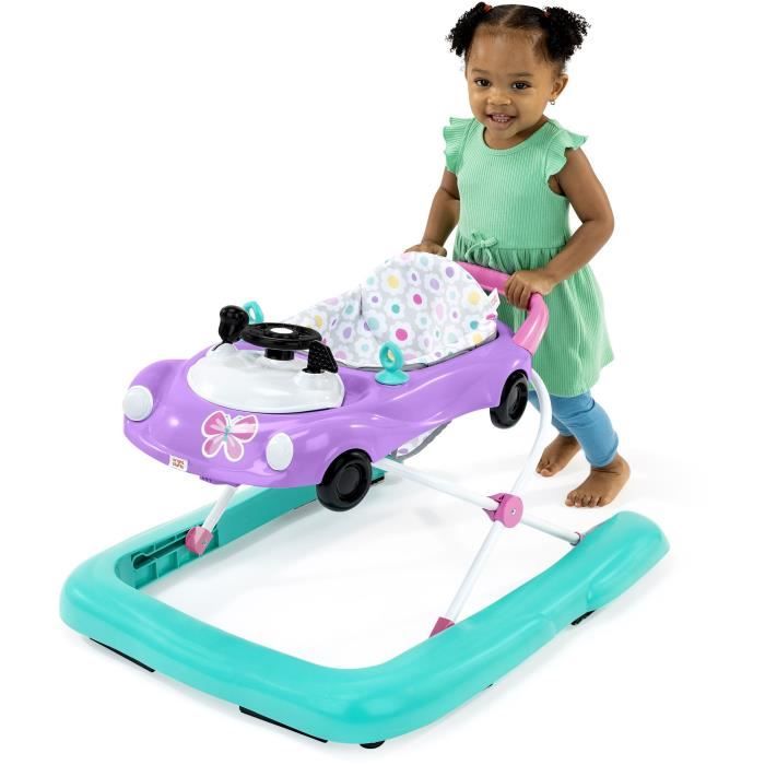 BRIGHT STARTS Trotteur bébé pliable 3 en 1, petite voiture, 3 modes de jeux évolutifs, violet, Cadeau Noel bébé