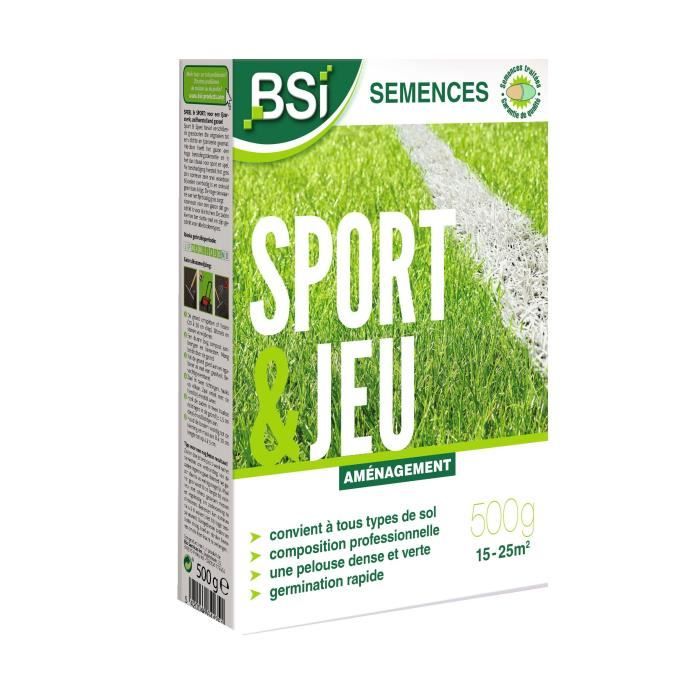 BSI - Semences De Gazon - Sport Ou Jeu - Avec Enrobage Protecteur - Tres Haute qualité - Jusqu'a 25 m² - 500g