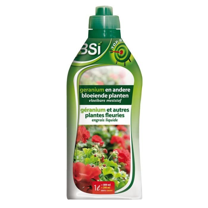 BSI - Engrais Minéral - Liquide - Pour Géranium - Pour Les Especes De Géranium - Oligo-Eléments Solubles Dans l'Eau - 1L