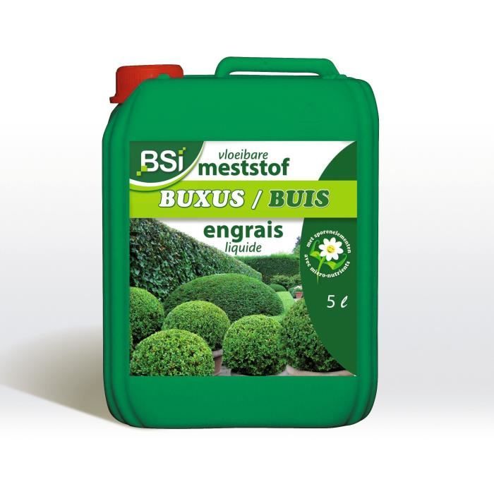 BSI - Engrais Minéral - Liquide - Pour Buis - Pour Les Especes De Buis - Oligo-Eléments Solubles Dans l'Eau - 5L