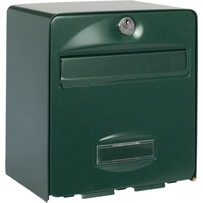 Boîte aux lettres BURG WACHTER BALTHAZAR MINI 1 Porte - Murale - Acier galvanisé - Ouverture totale - Vert - Fabriqué en France