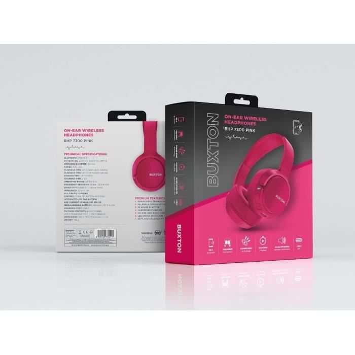 Casque supra-auriculaire sans fil - Buxton - BHP 7300 PINK