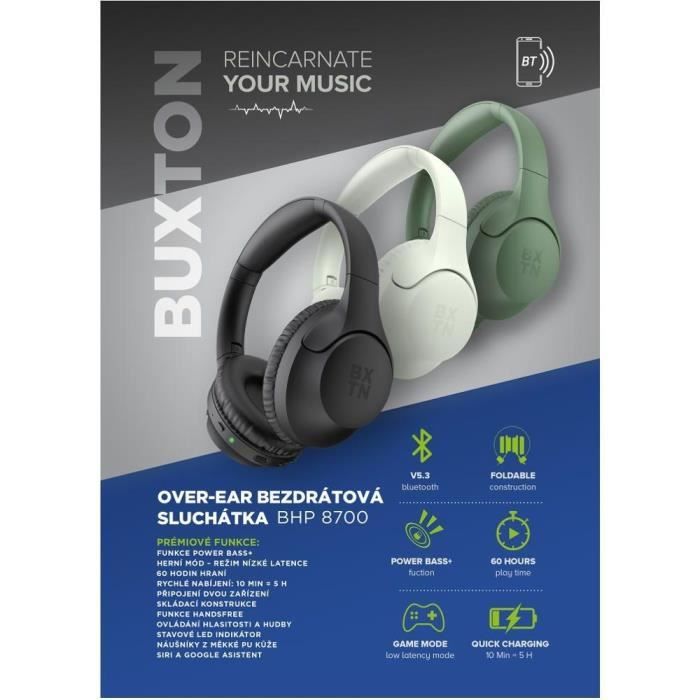 Casque supra-auriculaire sans fil - Buxton - BHP 8700 WHITE