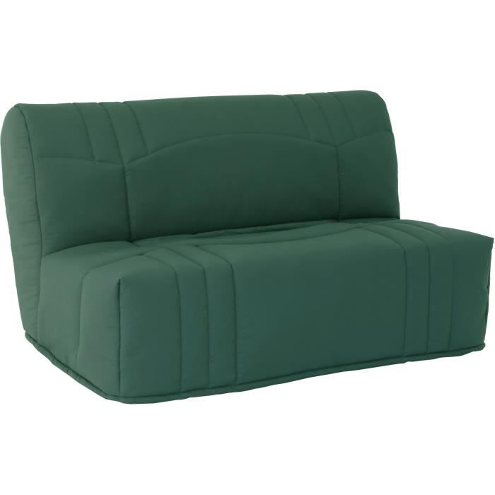Banquette BZ DREAM - Tissu 100% Coton vert foret - Couchage 140x190 cm - Confort moelleux