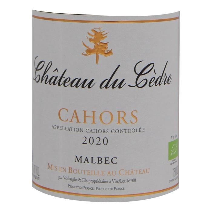 Ch‚teau du Cedre 2020 Cahors Malbec - Vin de rouge du Sud-Ouest - Bio