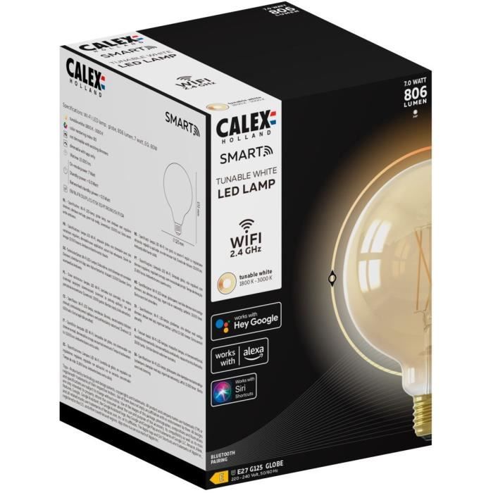 Ampoule LED Filament connectÈe Globe ambrÈ G125 E27 - CALEX - 7W - 806 lm - 3000 K - IntensitÈ variable - Or
