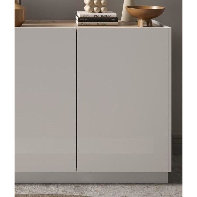 Buffet haut FIRENZE - FIRENZE - Blanc LaquÈ et Chene Cadiz - 3 portes - Style contemporain / Design