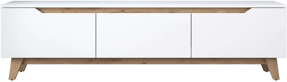 Meuble TV - D1 - Blanc / Noyer - Rangement supplémentaire - 180 x 49 x 35 cm