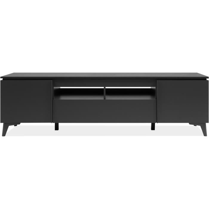 Meuble TV - Bertrix 56A - Ardoise / anthracite - 177x51,5x40 cm - 2 portes - 1 tiroir - 2 niches
