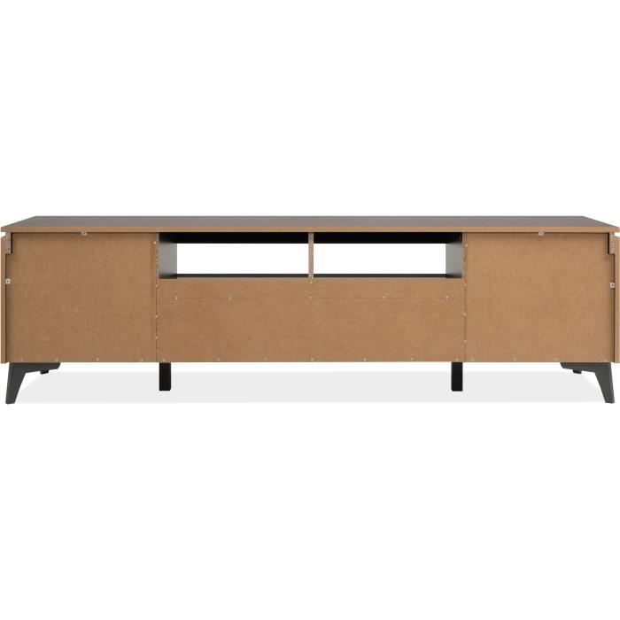 Meuble TV - Bertrix 56A - Ardoise / anthracite - 177x51,5x40 cm - 2 portes - 1 tiroir - 2 niches